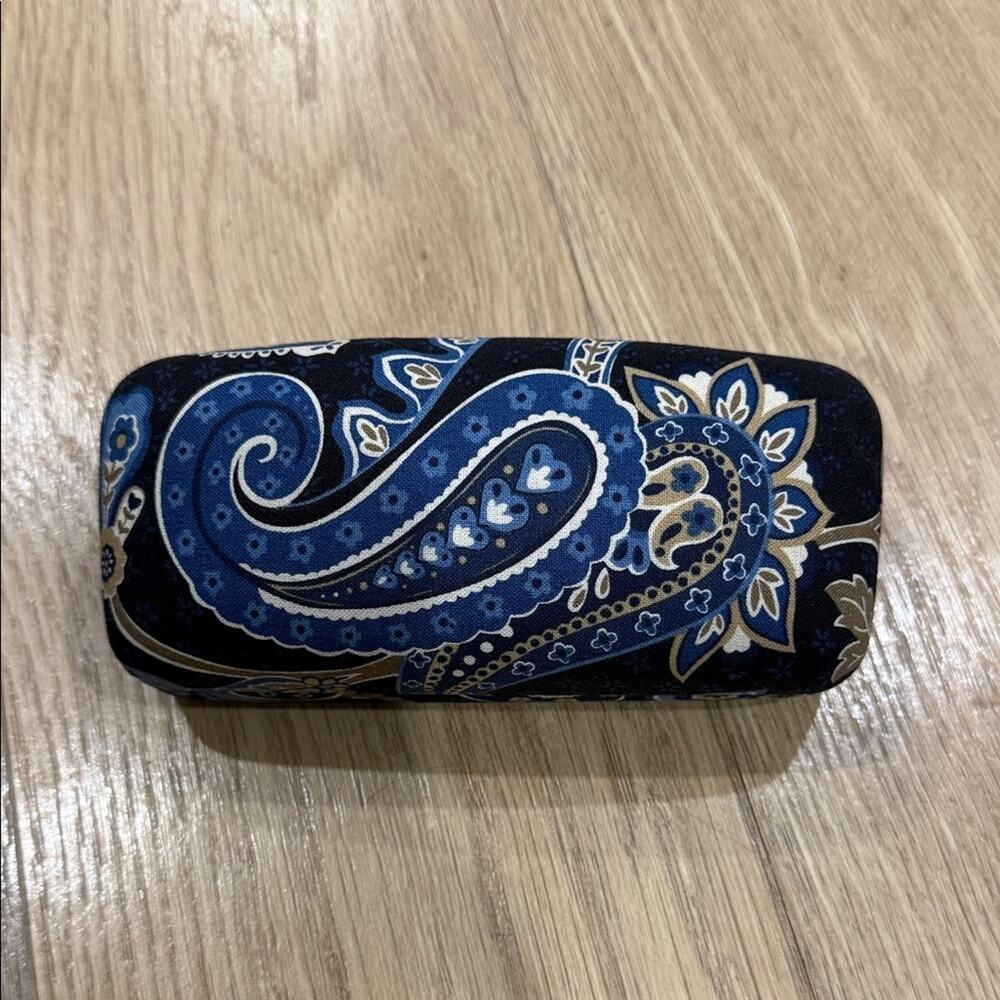 Vera Bradley Blue and Black Paisley Hard Clamshell Glasses Case